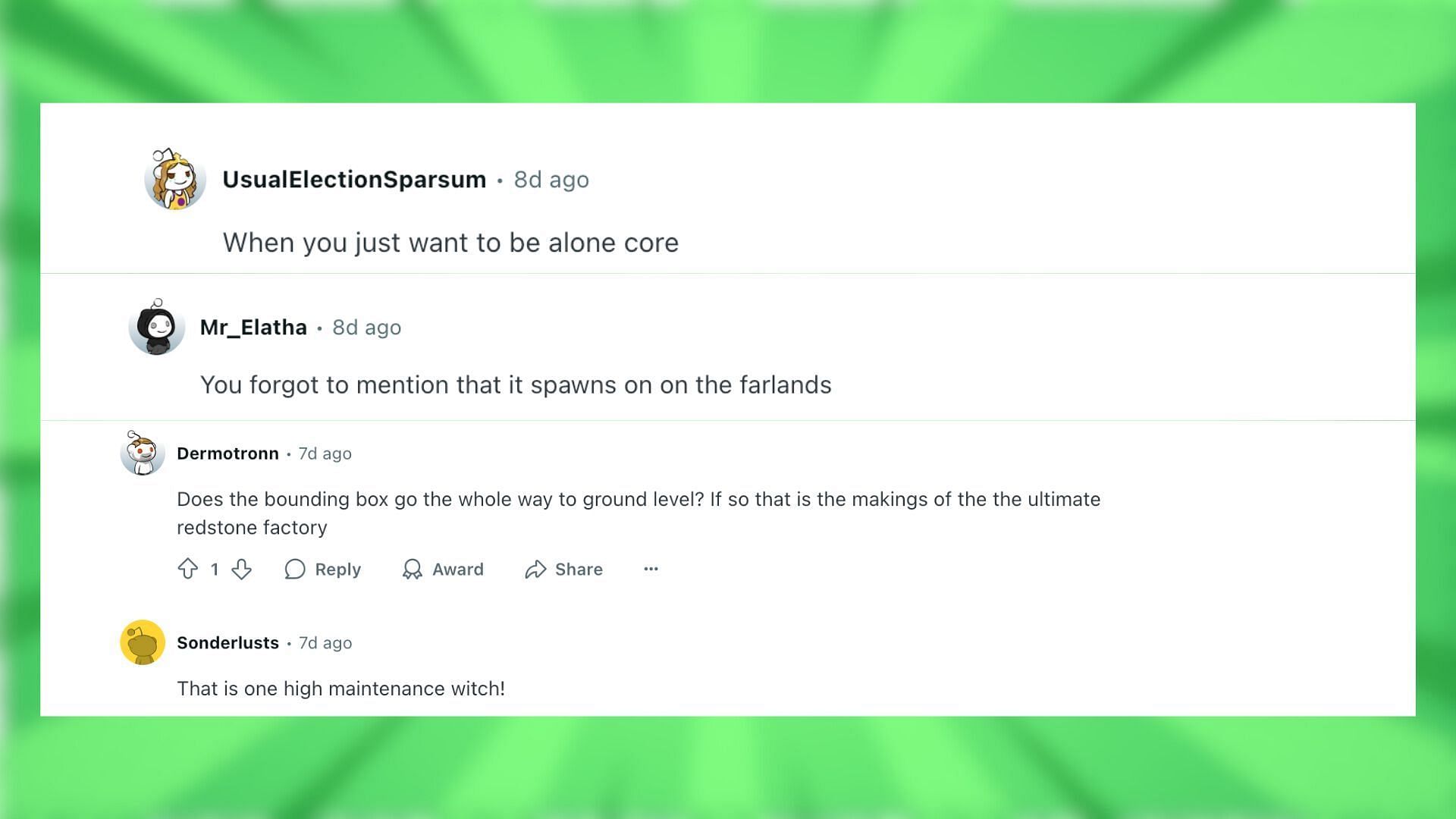 Redditors discuss the extremely tall witch hut found in the game (Image via Reddit)